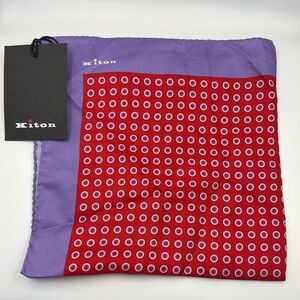 100% NWT KITON Silk Pocket Square Purple - Red. (15 X 15)